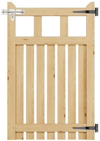 INMOZATA Garden Gate Wooden Pedestrian Gate with Gate Lock and Hinge, 2.5ft Wide x 4ft High (76cm Wide*120cm High)