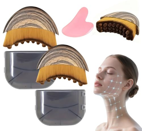 DELAIHUIL Lymphbürsten Gesicht, 2 Stück Gesichtsbürste, Gesichtsbürste Lymphdrainage, Gesichtsmassage Bürste mit Aufbewahrungsbox, für Gesicht, Kinn und Jawline Sculpting