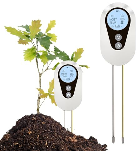 4 in 1 PH Messgerät Erde Bodentester, Garten Digitaler Bodenmessgerät