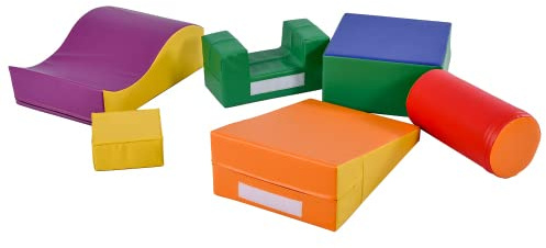 Lot de 6 blocs de construction en mousse, avec escalier et toboggan, grands blocs souples pour enfants, parc d'escalade, jouet d'intérieur, cubes de motricité, blocs souples étanches à partir de 1 an