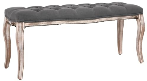 vidaXL Bank Leinen Massivholz 110x38x48 cm Dunkelgrau