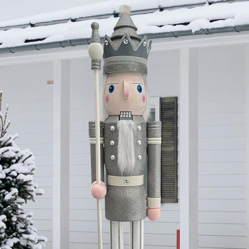 CDL 180 cm géant 6 Pieds Argent L'or brille Neuf Décoration de Noël en Bois Casse-Noisette Roi K31