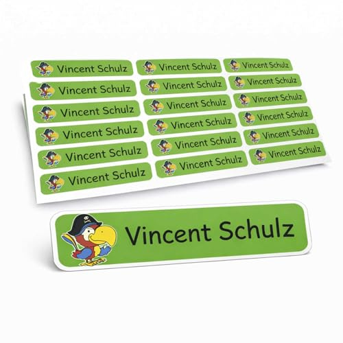 Indigos UG Namensaufkleber Kinder Schule - 43x7mm - 030 - Vogel - Etiketten selbstklebend - 60 personalisierte Aufkleber für Kindergarten, Stifte, Bücher, Brotdose, Federmappe, Lineale & Spielzeug