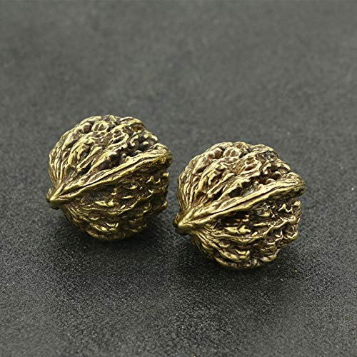Siunwdiy Vintage Messing Feste große Walnuss Griffstück, ältere Fitness Griffstück Qiankun Nussbaum Briefbeschwerer Ornamente wenwan Walnuss Handwerk Geschenke,1 Pair