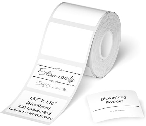 NIIMBOT Thermal Label Tape for B21/B1/B3S, Waterproof, Oilproof and Tear-Proof Shipping Address Label, Adapted Sticker Labels 1.57 * 1.18 (40 * 30mm), 230 per Roll