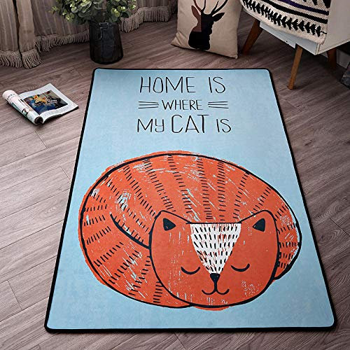 SRTJURFG Kinderteppich große Baby-Spieldecke modernen Design Baby Krabbeldecke Cartoon süße große Katze 160×200M