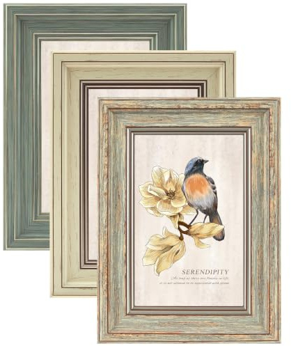 XUANLUO 3 Pack 4x6 Inch Picture Frames Farmhouse Rustic Vintage Distressed Wood Grain Photo Frame with HD plastic cover for Table Top Display and Wall Hanging
