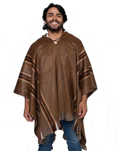 Alpaca Land Handmade Ecuadorean Alpaca LIGHT Wool Ponchos (Brown Tumbaco)