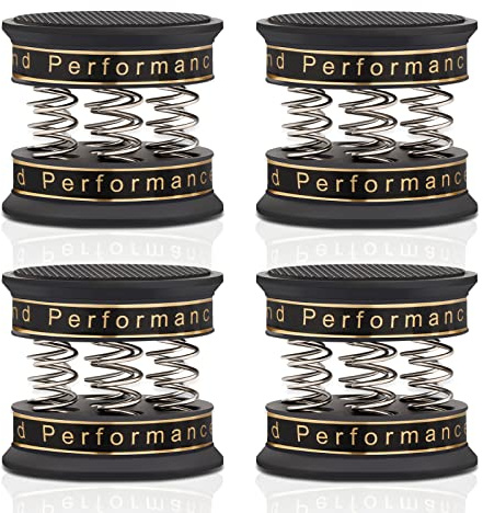 YuanYong Einstellbare Aluminium-Lautsprecher-Isolationsfüße 49mm*42mm - Bodenschutzmatten, Subwoofer-Feder-Vibrationsabsorber-Spikes für Audio, Heimkino (Schwarz)