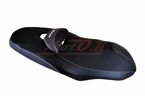 Moto Discovery Funda de Asiento Compatible con Yamaha X-MAX 400 2013-2016 Color Negro con Costuras Blancas
