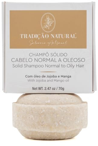 Champú Sólido 70 g | Testado en laboratorio | Tradicao Natural (Cabello normal a graso)