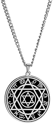 VASSAGO Talismano Sigillo di Collana Stella di Davide a sei punte 12 Costellazioni Ciondolo Amuleto di protezione Acciaio inossidabile Esagramma Gioielli ebraici Regalo