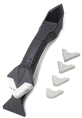ERICAT Silicone Scraper Glue Remover Knife Angle Beauty Crevice Spatula Tool Grout Scraper Kit 5in1 Multifunction Coner Caulking Tool (Color : Plastic head, Size : One size)