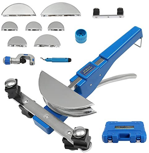 Manuelle Rohrbiegegerät Einhand 6-22mm Handrohrbieger 90°-Rohrschneider mit Biege-Satz CT-999F Rohr Biegemaschine 90° 6mm-22mm (Blau)