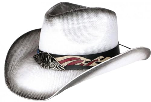 Nyls Création Cowboyhut aus Stroh Country USA Qualität Prestige Ballad – Größe: Einheitsgröße – Farbe: Weiß – Unisex, weiß, Einheitsgröße