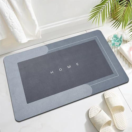 Topzywlc Alfombrilla de baño absorbente antideslizante antimoho 45 x 70 cm, secado rápido, alfombra mágica para baño, bañera, dormitorio, cocina, inodoro, puerta, mesa de lavado (azul rectangular, 45