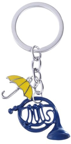 AFCJLTO 1 Stück Waldhorn-Schlüsselanhänger How I Met Your Mother, Blaues Horn-Emaille, Regenschirm-Anhänger, Edelstahl-Schlüsselring, Personalisierte Geschenke für Paare