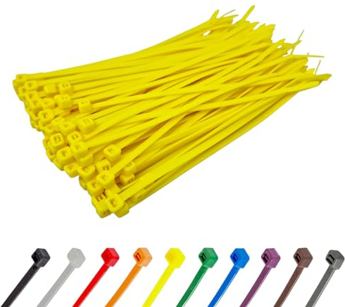 Yellow Cable Ties (1000 Pack - 150mm x 3.6mm) Small Nylon Zip Ties Plastic Tie Wraps for Office Cable Tidy Garden DIY