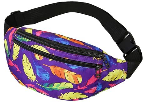 Bauchtasche Bedruckte Gürteltasche Verstellbarer Gurt Hüfttasche für Damen und Herren Outdoor Groß Handytasche Sport Wasserdicht Laufgürtel Umhängetasche Geldgürtel für Outdoor Travel (Lila)