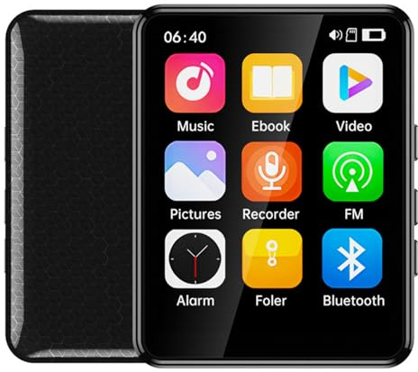 32GB MP3 Player with Bluetooth5.0, Portable HiFi Music Player with 2.4in Full Touch Screen, Built In Speaker, Voice Record, FM Radio, EBook Reader, Video & Photo Viewer (Black)