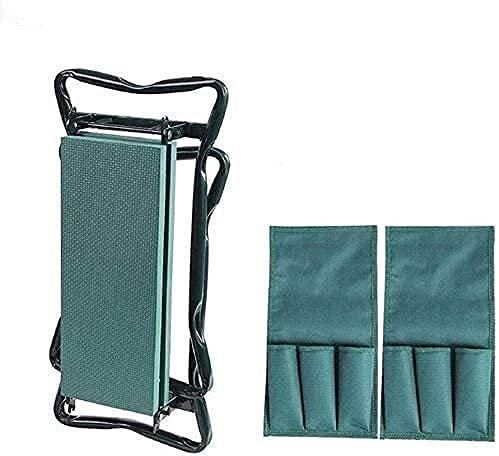 KHYTEBV Klappkniebank, Gartenkniebank, tragbarer Klappsitz | Kniestuhl mit Zwei Werkzeugtaschen für die Gartenarbeit, Kniekissen, ideales Garten-Geschenk