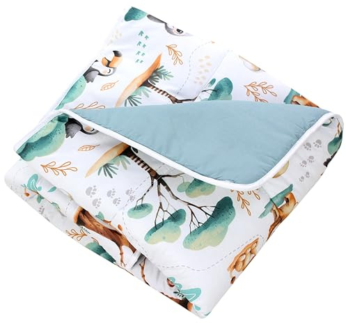 TupTam Tappeto gioco neonato 120x120 cm – Imbottito, morbido, cotone, Animali della giungla Bianchi/Verdi/Beige