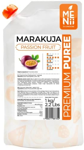 Puré de Maracuyá 1 kg – Fruta de la Pasión para Smoothies, Cócteles, Postres, Helados y Repostería – Sabor Tropical Intenso – Puré Premium