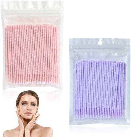 UEAVOID 100 Pezzi Ultra Fine Bendabile per Ciglia Estensioni, Spazzole Bacchette Micro Applicatori a Pennello Cotton Fioc per Extension Ciglia, Rimozione Trucco, Nail Art, Pittura, Scovolini