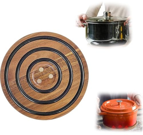 Magnetischer Topfuntersetzer, Topflappen mit Magnet, Hot Pot Untersetzer, Holz Magnetischer Hot Pot Untersetzer, Magnetisches Hot Pad für Hotpot, Ofenpfanne, Suppentopf usw