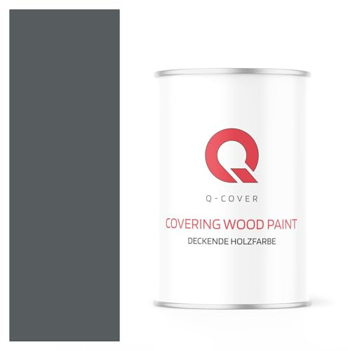 Q-COVER DECKENDE HOLZFARBE 1L HALBMATT Basaltgrau RAL 7012 RAL DECKFARBE HOLZLACK DECKLACK WETTERSCHUTZFARBE ALLE HOLZARTE OSB-PLATTEN INNEN AUßEN ca. 80-150 ml / m2