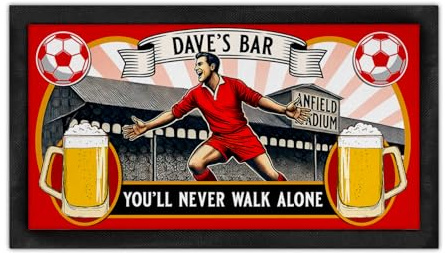 KRAFTYGIFTS Personalised Bar Runner Liverpool Football Fan Rubber Beer Mat Home Pub Man Cave Shed Retro Dad Birthday Gift SBR49