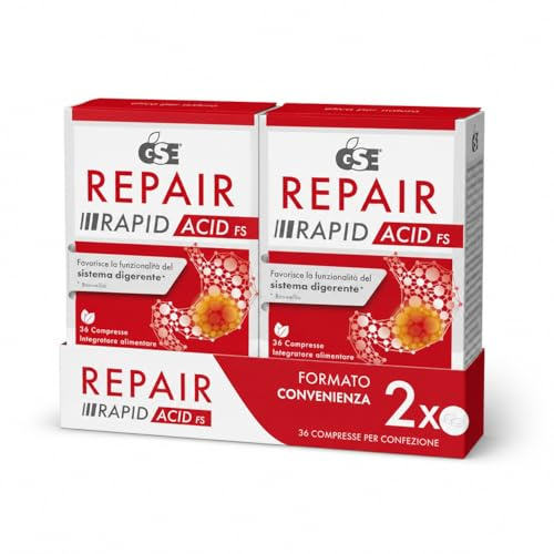 Prodeco Pharma GSE Repair Acid FS 72 Compresse - Integratore Alimentare ad Azione Filmogena Protettiva Indicato in Caso di Iperacidità, Bruciore Gastrico e Reflusso - Special Pack
