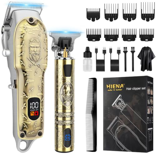 Profi Haarschneidemaschine für Männer, Schnurlose Friseur-Set mit Haarschneider Zero Gapped T-Klinge Barttrimmer, Wiederaufladbare Elektrische Haarschneide-Kit