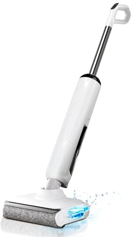 Aspiradora húmeda y seca, combo de fregona inalámbrica de 23 KPa para suelos duros, diseño plano de 180° con limpieza de bordes, arandela de piso autolimpiante, hasta 45 minutos de tiempo de