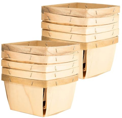 Mobestech 10pièces Corbeille à Pain Bois Panier De Rangement Décoratif Pour Présentation De Fruits Et Organisation De Bureau Moyenne