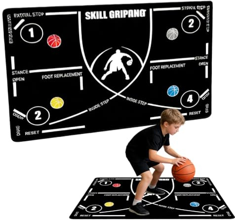 Tappetino da allenamento per pallacanestro, antiscivolo, di grandi dimensioni, impugnatura silenziosa per allenamento a dribbling a casa