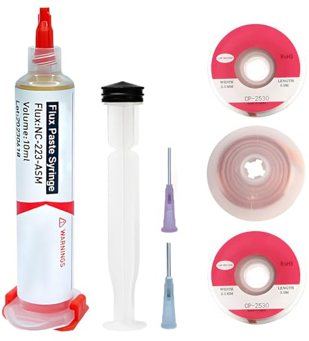 Flux Para Soldar Estaño (Jeringa De 10 Ml),Flux Soldadura Electronica,Con Malla Desoldadora 6 M × 2,5 MM,deal Para Reparaciones Electrónicas Y Proyectos De Soldadura