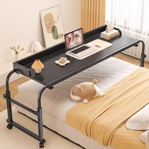 Escritorio plegable sobre la cama, con diseño perezoso y elástico, altura ajustable de 65 a 95 cm, estación de trabajo médica, carrito para laptop con ruedas