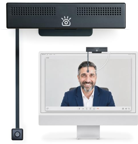 iContact Camera Pro 4K HD-webbkamera med visuell kontakt och mikrofon för PC – 4K-webbkamera med brusreducering, USB Plug & Play för Mac och Windows, för videosamtal, streaming och konferenser