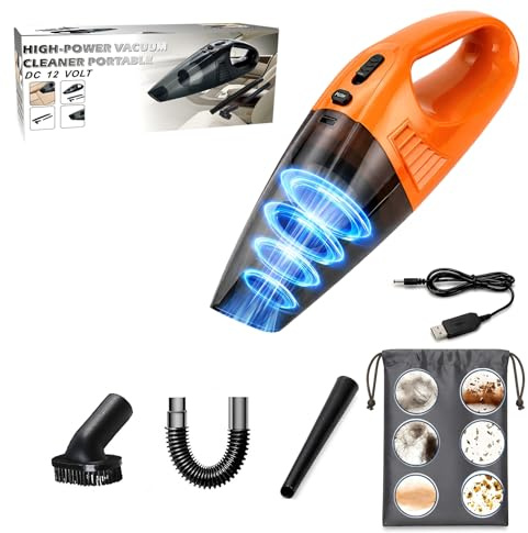 Handheld Vacuum Cleaner Car Vacuum Cleaner Cordless USB Rechargeable 3300mbar Powerful Suction Portable Mini with Storage Bag and Multiple Accessories for Home Car Pet Hair Cleaning