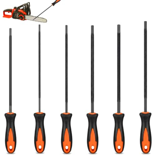 6 Pièces Lime Tronconneuse, 3.2/4.0/4.5/4.8/5.2/5.5 mm | Limes Rondes pour Chaîne de Tronçonneuse, Chainsaw File, Limes pour Affilacatène avec Poignée Idéales pour Professionnels