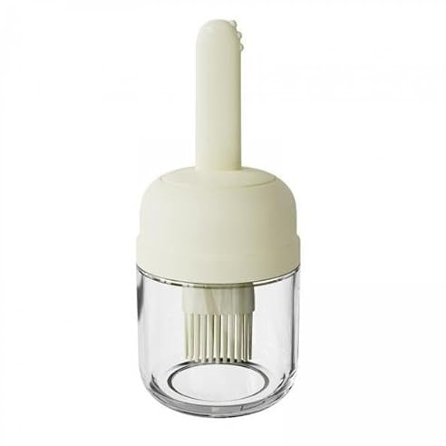 MotiveTech 2 Botellas de Aceite de Oliva con Brocha de Silicona, Tarro de Aceite de Vidrio Resistente Al, Brochas para Barbacoa, para Cocina, Ensalad, 3 Piezas