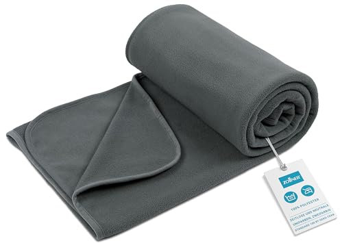 ZOLLNER Kuscheldecke in 130x170 cm - kuschelige und langlebige Fleecedecke - waschbar bis 95°C - hochwertiges Einfassband - antistatisch - Polyester - in Taupe - Oeko Tex® Zertifiziert