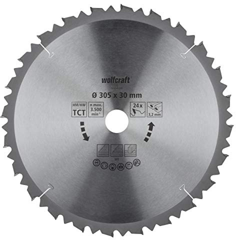 wolfcraft |Kapp- und Gehrungssägeblatt Durchmesser 305 mm - schnelle, grobe Schnitte |6554000