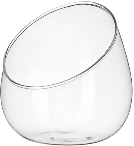 DOITOOL Clear Slant Cut Bowl Glass Vase, Glass Terrarium Candy Dish Fish Bowl Vase Fruit Jar Air Plant Holder for Succulents, Cacti, Moss, Terrariums, Flower Centerpiece, Height: 4.7, Base: 4