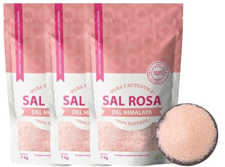 Sal Rosa del Himalaya 100% Natural Sazonar y Cocinar Sin Refinar Sin Aditivos - Sal Rosa del Himalaya Fina 3Kg