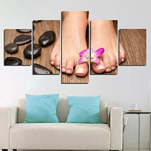 Leinwand Bild Format Wandbilder Wohnzimmer Wohnung Deko Kunstdrucke 5 Teilig Beauty Salon Spa Nägel Manicure Pedicure Leinwand Bilder 5 Teilig Kunstdruck Modern Wandbilder