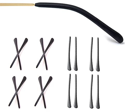 8 Pairs Eyeglass End Tips Ear Sock Pieces Anti-Slip Tube Replacement Tips Silicone for Thin Metal Eyeglass Legs,4 Black/4 Grey
