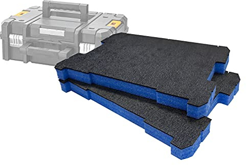 Shadow Foam TSTAK/ProStack skuminlägg [30 mm blå tvillingpack] Skuminlägg som är lätta att skala för DeWalt TSTAK & Stanley ProStack lådor