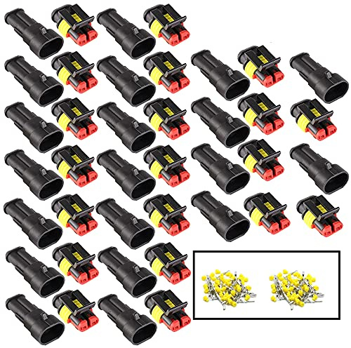 HUAZIZ 20 Set Auto Impermeabile Connettore, Elettrico Connettore Kit, Connettore Isolato e Sigillato, 2 Pin Connettore Elettrico Spina Impermeabile per Auto Camion Marina Moto